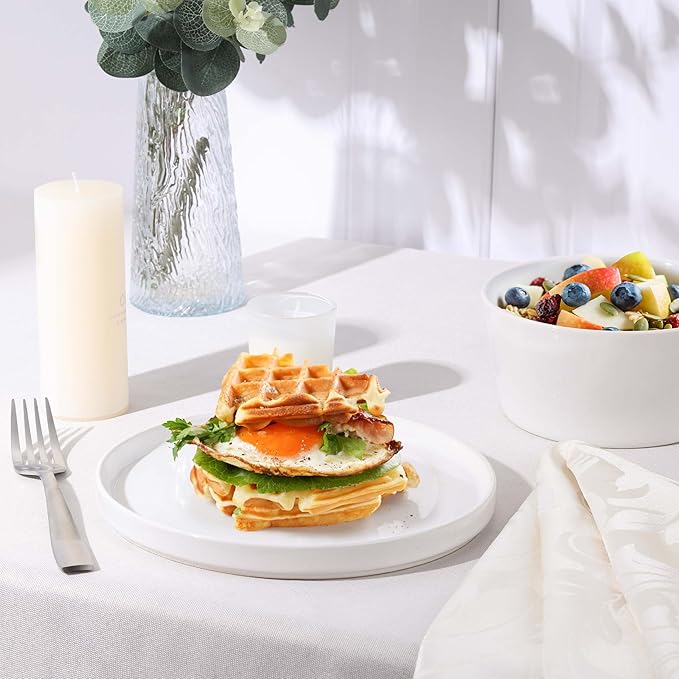 Herogo 18 Pieces Stoneware Dinnerware Dishes Set for 6, Dinner Plates and Bowls Sets, Reactive Glaze, Chip & Crack Resistant, Microwave & Dishwasher Safe, Speckled White