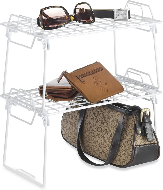 Whitmor Wire Grid Stacking Shelf Small, White