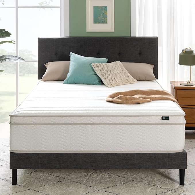 ZINUS 12 Inch Foam and Spring Hybrid Mattress [New Version], Queen, Fiberglass Free, Medium Firmness, Durable Support, Certified Safe Foams & Fabric, Mattress in A Box