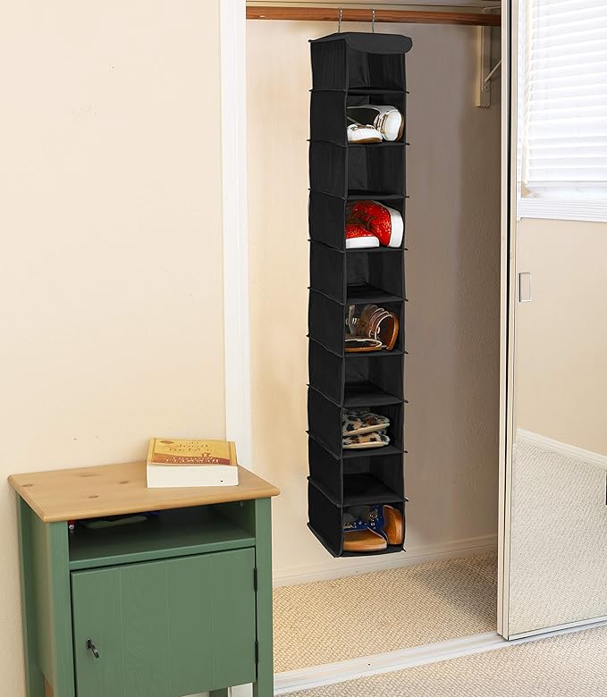 Simple Houseware 10 Shelves Closet Hanging Shoe Organizer, Black