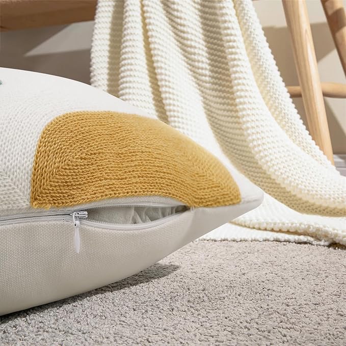 Merrycolor Boho Lumbar Throw Pillow Covers 12x20 Embroidered Abstract Mid Century Modern Pillowcases Bohemian Aesthetic Decorative Pillows for Couch Bed Sofa Living Room 1PC,Plant