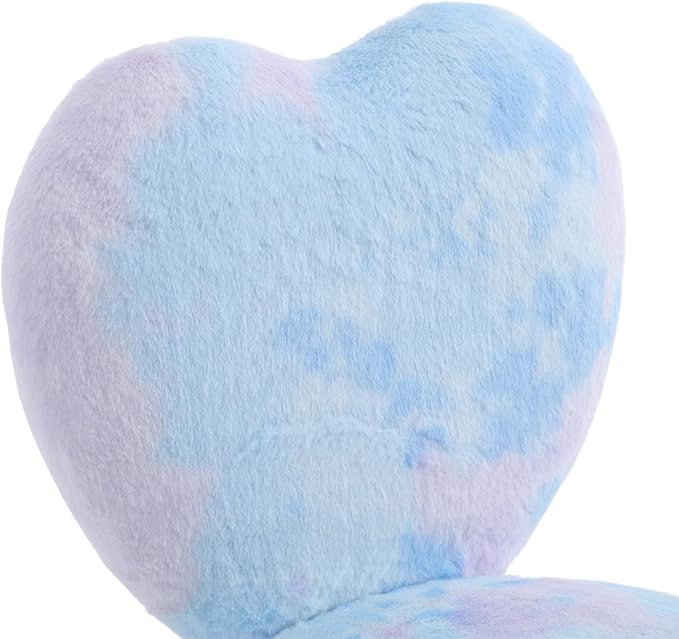 Kmax Kids Reading Chair, Rolling Cute Desk Chair for Girls Swivel Office Chair with Wheels & Heart Back Adjustable Childrens Vanity Chair for Bedroom Reading Room - Fur, Baby Blue