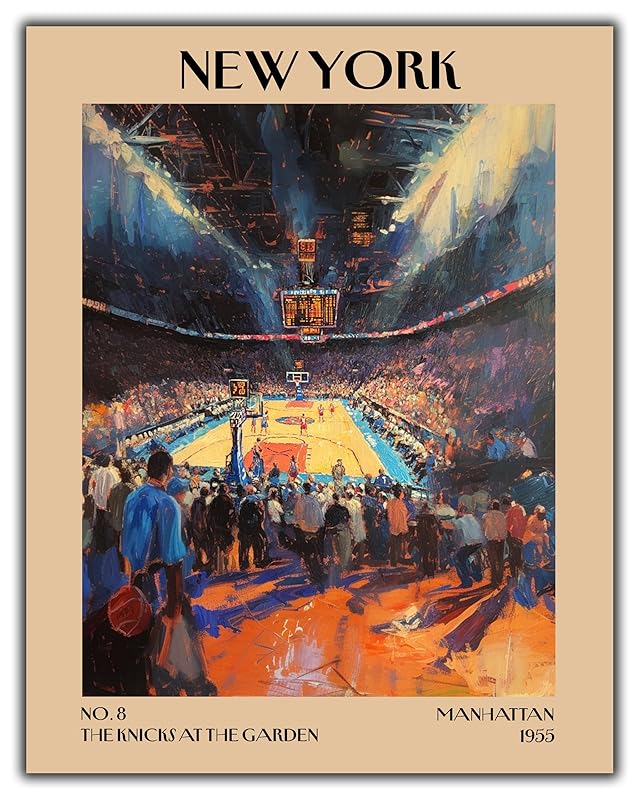 Retro Vintage New York Wall Art Print - 11x14 Unframed Poster - New York City Souvenirs, Cute Trendy Colorful Wall Decor (Knicks at the Garden, 11x14")