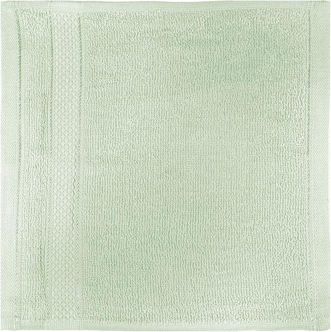 Casa Lino Face Towels & Body Wash Cloths for Showering - 100% Cotton Wash Cloths for Bathroom - Highly Absorbent & Quick Drying Washcloth Set - Cotton Washcloths 24 Pack - 12" x 12" (Light Sage Green)