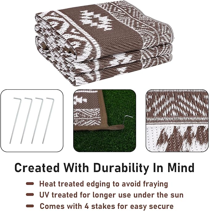 HiiARug Outdoor Rug for Patios Clearance 5'x7' Outdoor Plastic Straw Rug Waterproof Patio Camping Rug Reversible RV Mat Outdoor Area Rugs for Outdoors, RV, Patio, Backyard, Deck, Camping