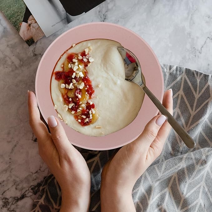 Wheat Straw Bowl Sets,6 PCS Unbreakable Cereal Bowl 36 OZ,Microwave and Dishwasher Safe Bowls,Kitchen Bowls BPA Free for Serving Soup,Oatmeal and Salad （Sakura）