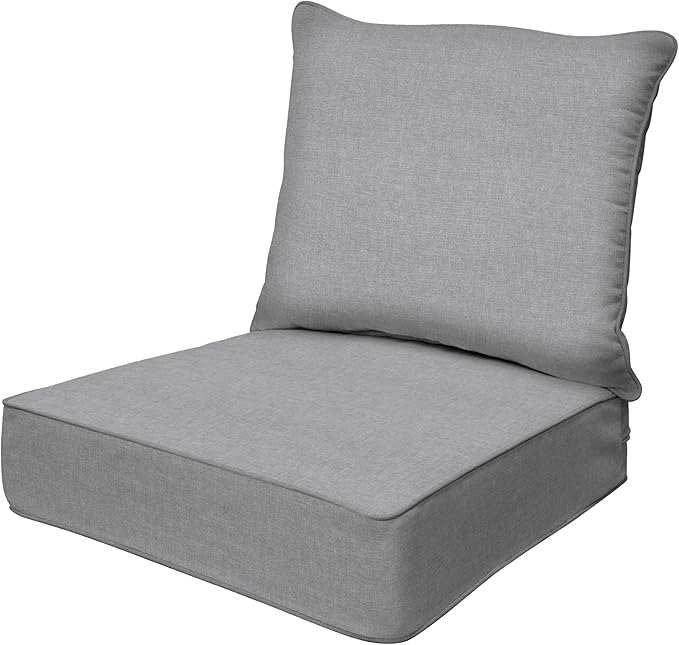 Honeycomb Outdoor Deep Seat, 24 x 23, Textured Solid Platinum Grey Chair Cushion for Patio Furniture