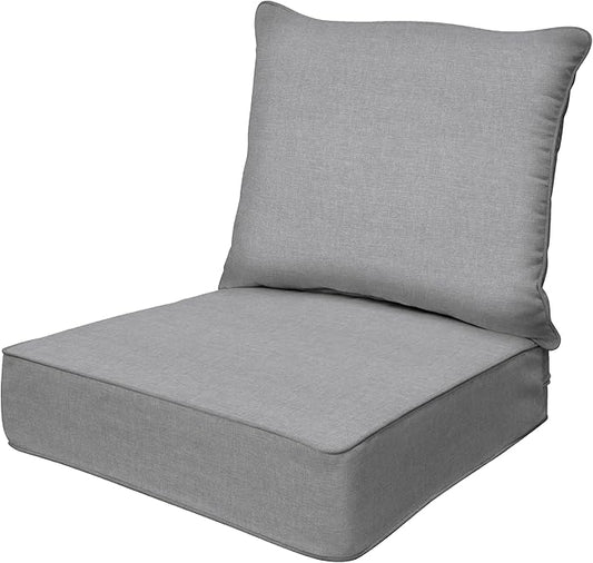 Honeycomb Outdoor Deep Seat, 24 x 23, Textured Solid Platinum Grey Chair Cushion for Patio Furniture