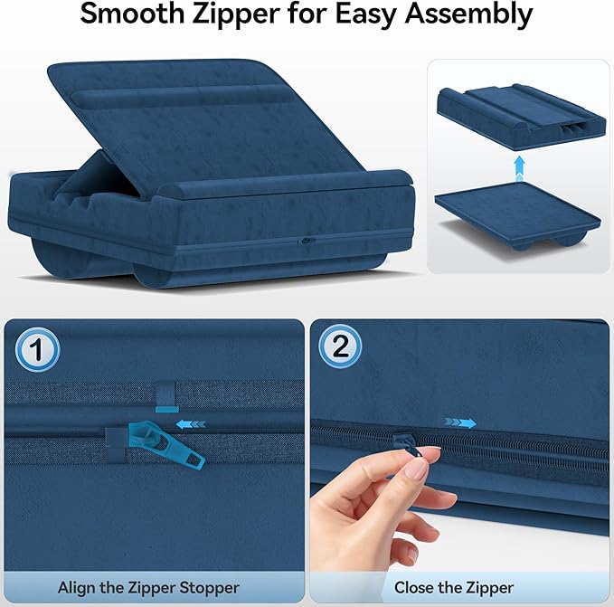 Laptop Lap Desk with Cushion, Adjustable Lap Desk Pillow with Storage, Portable Lap Table for Adults Student, Laptop Stand for Bed Office College Dorm Home Room Couch, Fits Up to 14.9" PC Tablet, Blue