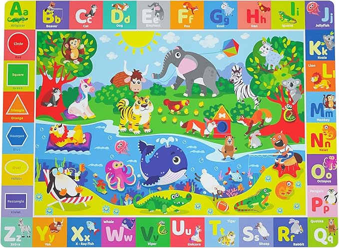 Baby Play Mat for Floor, Non-Slip Playmat for Toddlers & Infants, Extra Thick Large Padded Educational ABC Kids Rug for Crawling & Playing Super Soft Plush Surface to Keep Safe (40"x60")