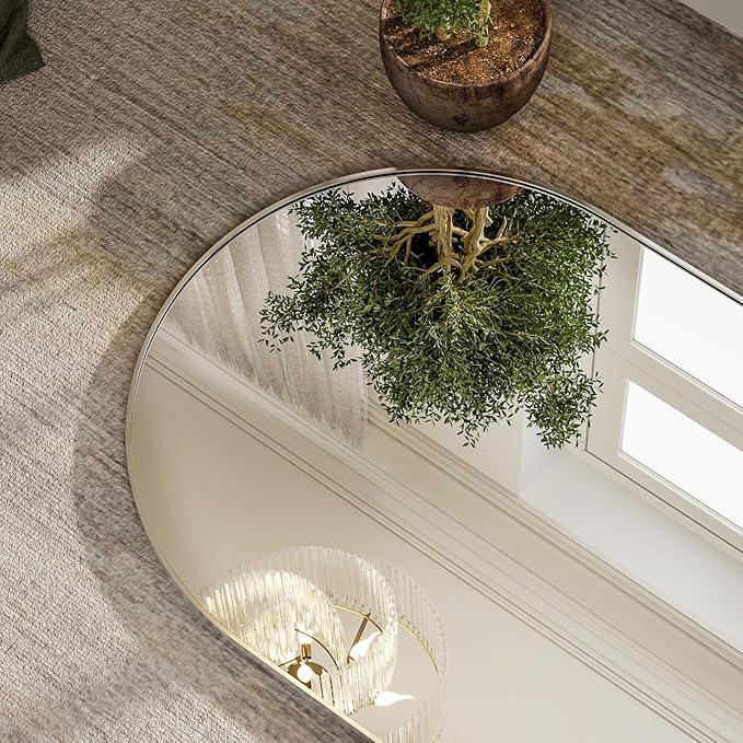 HARRITPURE 76"x34" Silver Full Length Mirror Arch Floor Mirrors with Aluminum Alloy Frame Free-Standing Wall Mounted or Leaning Large Bedroom Dressing Mirror Modern & Contemporary Decor for Home