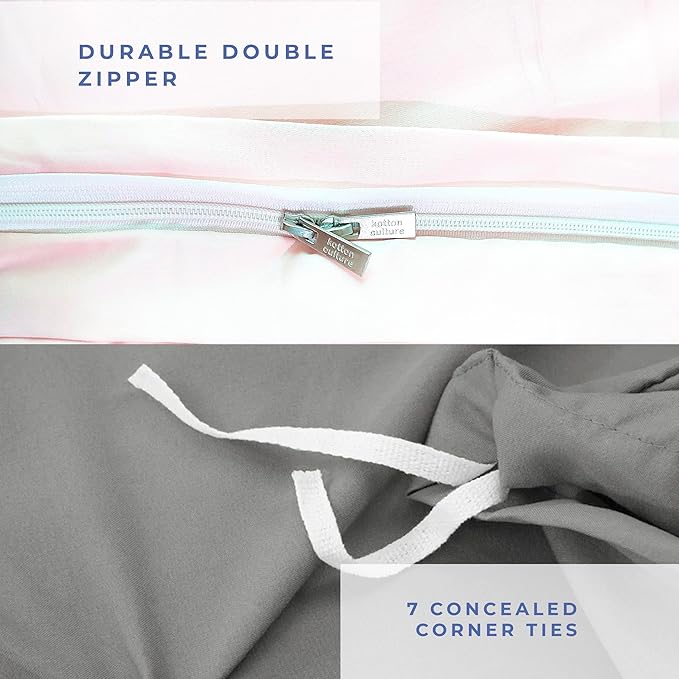 Kotton Culture 3 Pc Twin Size Duvet Cover Set- 100% Egyptian Cotton Sateen 600 Thread Count Ultra Soft Premium Durable Comforter Cover Zipper Closure & Corner Ties (Light Grey, Twin/Twin XL 68" X 90")