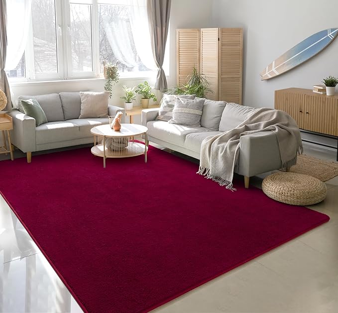 Soft Rugs for Living Room 5x7 Wine Red, Minimalist Area Rug for Bedroom Nursery Dining Table Dorm, Throw Rugs for Men Boys Girls Kids Room Indoor Floor Carpets