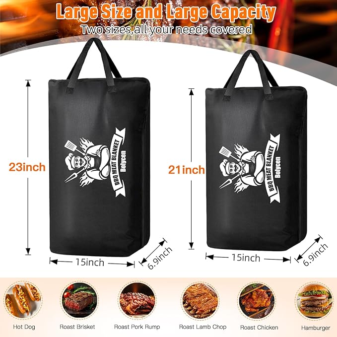 Upgraded BBQ Blanket for Resting Meat,Smoker Accessories Brisket Blanket, Insulated Meat Resting Bag with Wide Mouth for Steaks/Pork Shoulders/Turkeys, BBQ Accessories Grilling Gifts for Men (21inch)