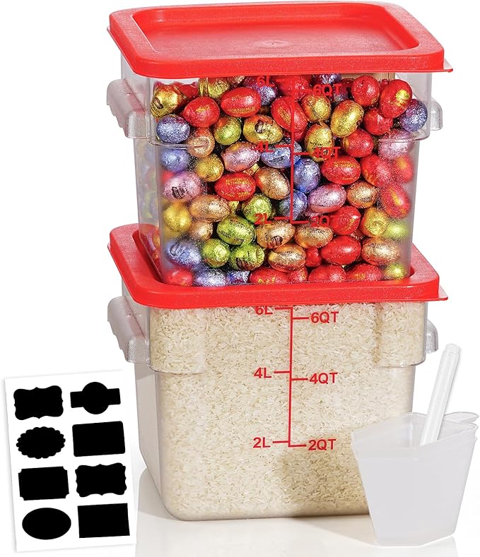 6QT Clear Food Storage Containers: 2 PCS[Food Grade][Hot&Cold Resistant] NSF Food Storage Containers with Lids for Home Restaurant Kitchen Storage Pizza Proof Dough, BPA Free N2