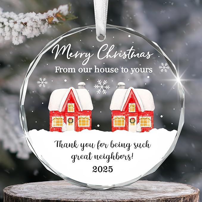 Neighbor Christmas Ornament 2025 – Thoughtful Christmas Friend Gifts for Neighbors, Acrylic Ornaments for Neighbor Friends Bestie Friendship, Awesome Neighbor Gifts, Holiday Tree Decoration Keepsake