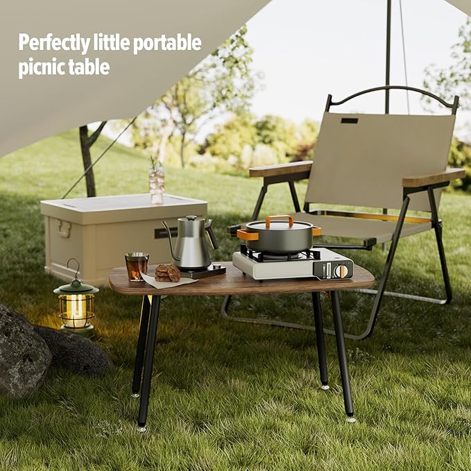 WOHOMO Folding Coffee Table Rustic Small Coffee Tables for Living Room Farmhouse Portable Table for Small Spaces Rectangular Mid Century Coffee Table, No Assembly 31.5 * 15.7 * 17.7IN, Walnut