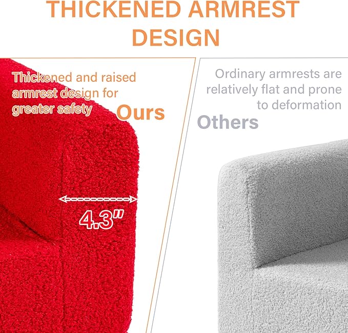 Tiita Kids Couch Plush Toddler Chair, Cloud-Like Glow in The Dark Kids Sofa Toddler Reading Chair with Washable Cover Carrying Handle, Convertible Children Sofa Chair for Girls and Boys