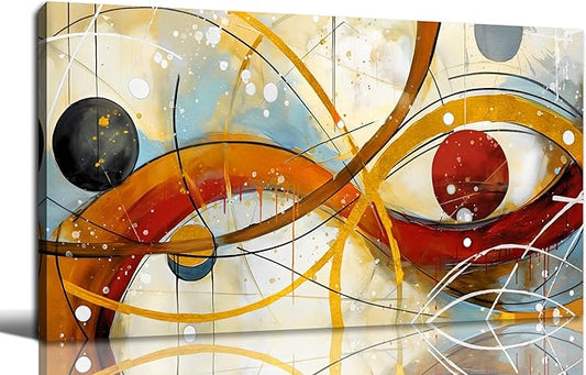 Large Abstract Yellow Canvas Wall Art for Living Room Bedroom Home Office Modern Wall Decor Line Geometric Abstract Picture Framed Canvas Prints Size 20x40