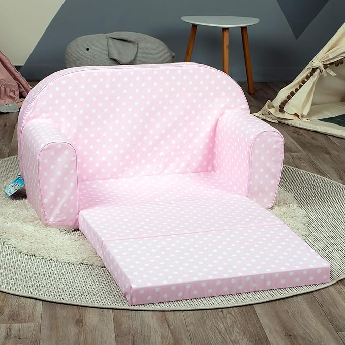 Delsit Kids Couch for Toddlers - 2 in 1 Convertible Foam Sofa to Lounger, Comfy Flip Out Lounge Chair for Children, Made in Europe