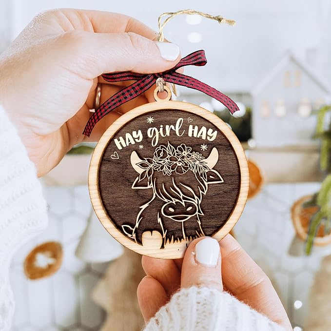 Highland Cow Ornament - Festive Cow Ornaments for Christmas Tree Decorations, Uniquely Designed Cow Ornaments for Christmas Tree, Charming Ornament Gift for Holiday