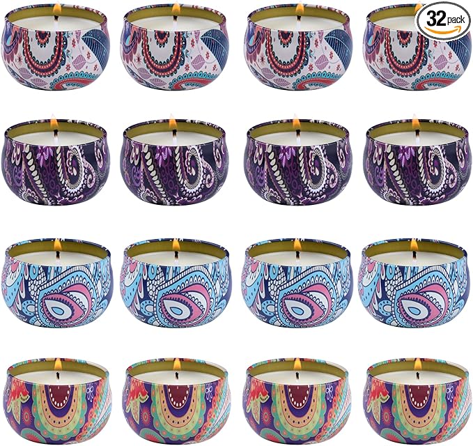 kedtui Scented Candles Gift Set, 32 Pack Aromatherapy Candle, Natural Soy Wax Travel Tin Candles for Home Scented, Ideal for Christmas, Birthday, Thanksgiving, Valentines Day Gifts