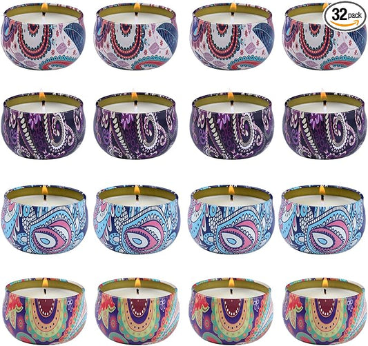 kedtui Scented Candles Gift Set, 32 Pack Aromatherapy Candle, Natural Soy Wax Travel Tin Candles for Home Scented, Ideal for Christmas, Birthday, Thanksgiving, Valentines Day Gifts