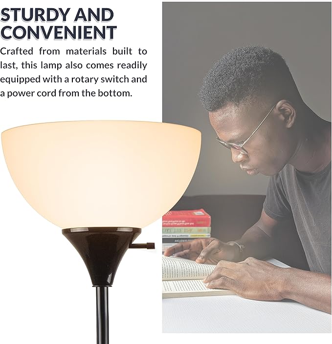 Newhouse Lighting 71-in. Charles Black Modern Standing Lamp NHFL-CH-BK, Floor Lamp for Living Room, Bedroom, and Other Home Decor, Ambient Lighting and Mood Lighting for Office Decor