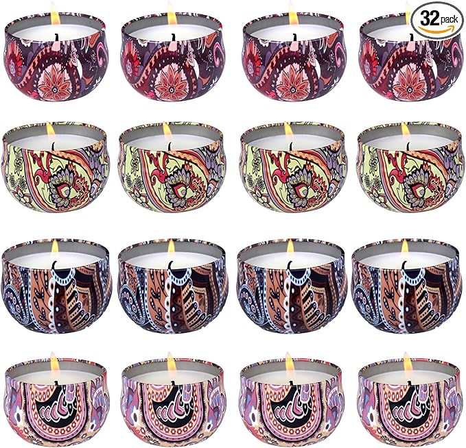 32 Pack Scented Candles Gift Set, Natural Soy Wax Travel Tin Candles for Home Scented, Ideal for Christmas, Birthday, Thanksgiving, Valentines Day Gifts