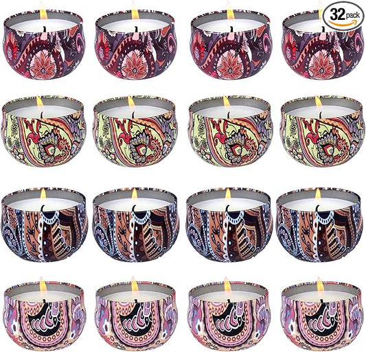 32 Pack Scented Candles Gift Set, Natural Soy Wax Travel Tin Candles for Home Scented, Ideal for Christmas, Birthday, Thanksgiving, Valentines Day Gifts