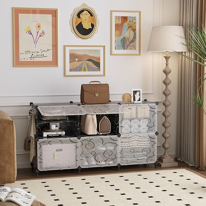 AWTATOS Shoe Rack, 6 Tier Shoe Storage Cabinet with Door, 24 Pair Shoe Organizer Shelves for Closet Hallway Bedroom Entryway, Black