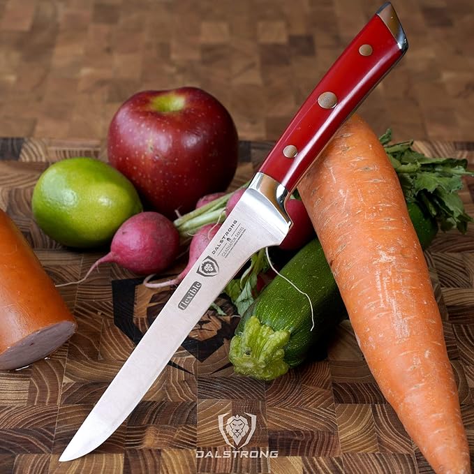 Dalstrong Boning Knife - 6 inch - Gladiator Series - High Carbon German Steel - Crimson Red ABS Handle - Meat Carving, Trimming, Deboning - w/Sheath - NSF Certified