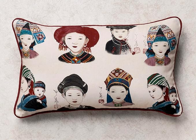 Maison d' Hermine Decorative Pillow Covers 12x20 Inch Rectangle 100% Cotton Throw Pillow Covers with Invisible Zipper Cushion Case for Living Room Couch, Chair, Sofas, Bedroom, Home (Pupeo People)