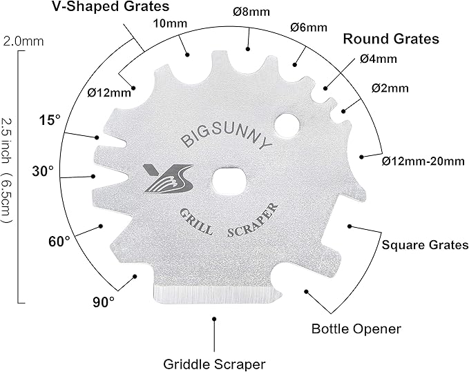 MSY BIGSUNNY Good Grip Stainless Steel Grill Scraper for BBQ Grate and Griddle (12" Scraper)
