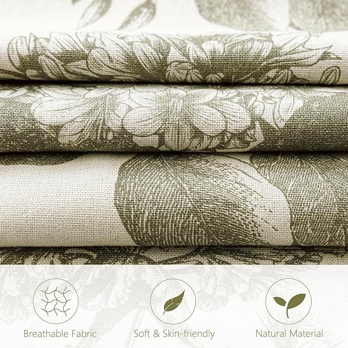 Foindtower Set of 2 Linen Floral Throw Pillow Covers Neutral Vintage Print Decorative Cushion Covers Farmhouse Boho Home Decor for Sofa Chair Couch Bedroom Living Room Outdoor,22×22 Inch,Sage Green