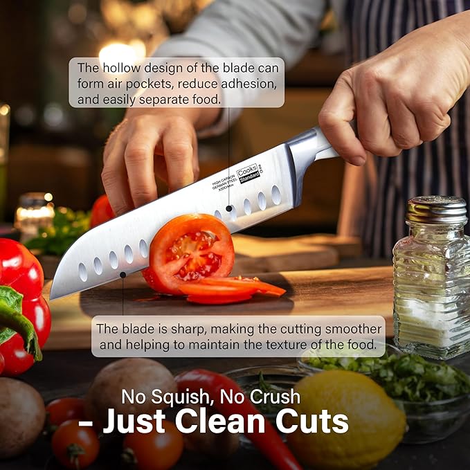 Cooks Standard Kitchen Knife Set with Block 6-Piece, Stainless Steel Forge High Carbon German Blade with Expandable Bamboo Storage Block for Extra Slots, White