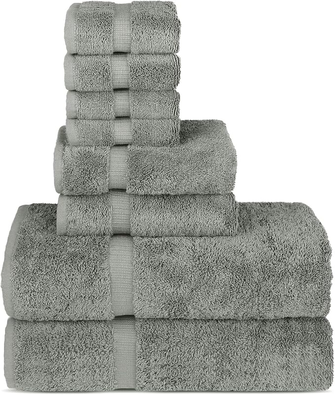 Chakir Turkish Linens Premium Cotton Absorbent Turkish Towels (8-Piece Towel Set, Gray)