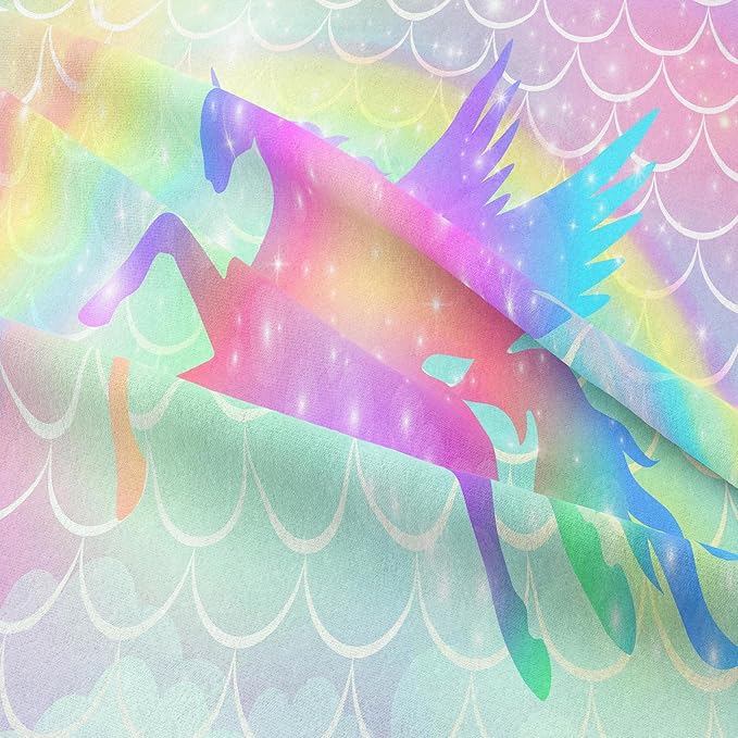 Tailor Shop Unicorn Comforter Sets Queen Size,Rainbow Unicorn Bedding Sets for Girls Kids Teens with 2 Pillowcase…