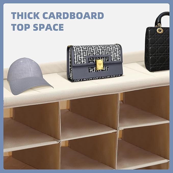 STORAGE MANIAC Stackable Shoe Cubby Organizer, Free Standing Shoe Cube Rack for Entryway, Bedroom, Apartment, Closet, 20-Cube Beige