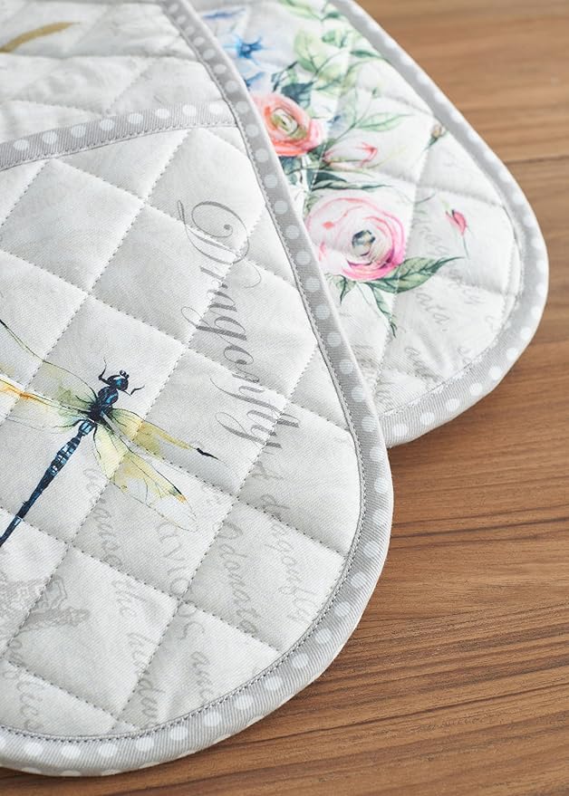 Maison d' Hermine Double Oven Mitts 100% Cotton 7"x35" Double Oven Mitt Heat Resistant BBQ Cooking Gloves with Loop, Baking, Grilling, Home, Kitchen, Handling Hot Pans Spring Summer (Champ De Mars)