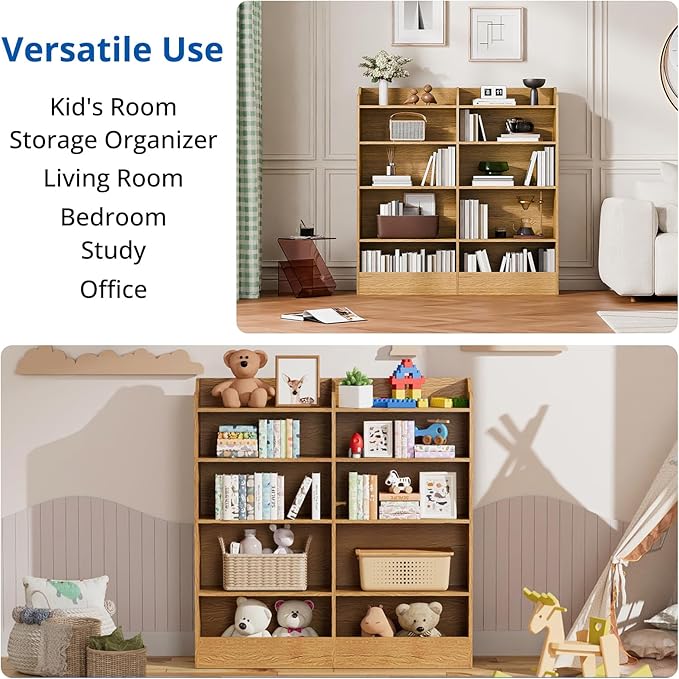 Cozy Castle 5 Tier Kids Bookshelf, 10 Cube Kids Toy Storage Organizer,Toddler Bookcase Storage Cabinet for Playroom, Bedroom, Kids Room, Reading Nook,Nursery (Natural)