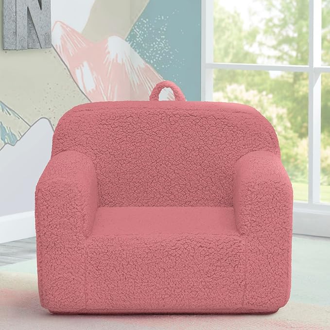 Delta Children Sherpa Cozee Chair - Foam Kids Chair for Ages 18 Months and Up, Rose