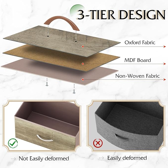 WLIVE 9-Drawer Dresser, Fabric Storage Tower for Bedroom, Hallway, Nursery, Closet, Tall Chest Organizer Unit with Fabric Bins, Steel Frame, Wood Top, Easy Pull Handle, Greige