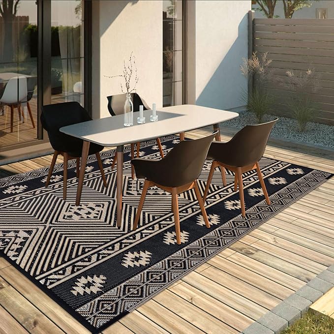 HiiARug Outdoor Rug for Patios 6'x9' Outdoor Plastic Straw Rug Waterproof Patio Porch Rug Reversible RV Mat Outdoor Area Rugs for Outdoors, RV, Patio, Backyard, Deck, Camping