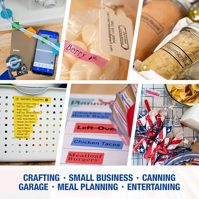 LABELWORKS Epson LW-C610PX Premium Portable Bluetooth Label Machine Printer – Create Sticker Labels for Organization, Small Business, Designer Tape Supported, App Compatible