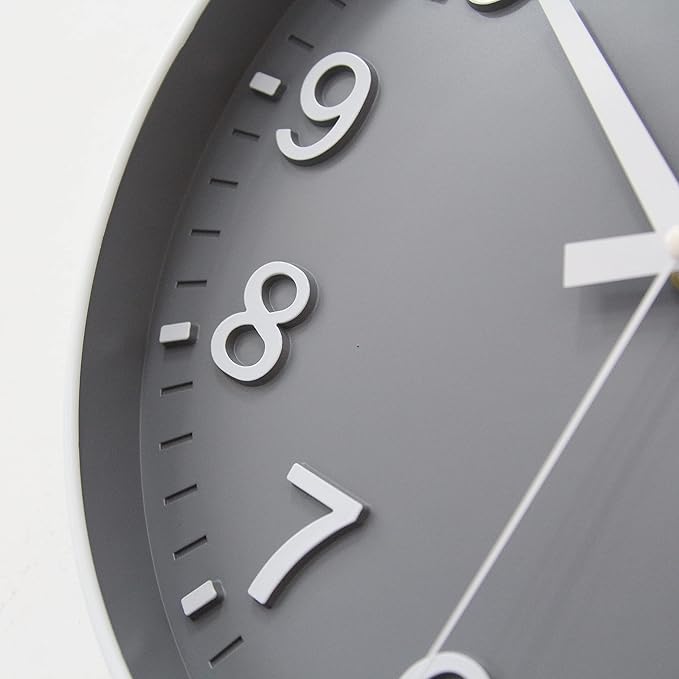 HZDHCLH Grey Wall Clock 12 Inch Silent Non Ticking Clock for Living Room Bedroom Kitchen Office Decor
