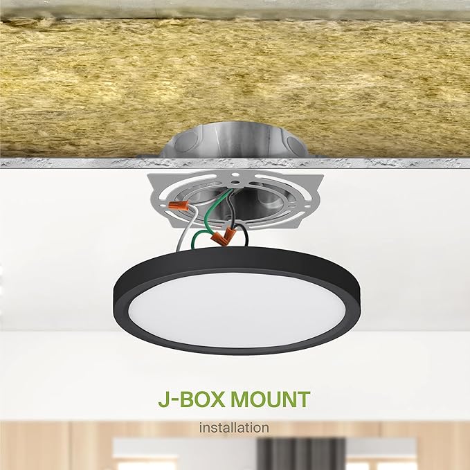 ASD LED 5" Round Flush Mount Ceiling Light Fixture, Low Profile Surface Lighting | 5CCT, Dimmable, Ultra-Thin, ETL Listed | 10W 700LM 2700-6000K 120V | Kitchen, Bedroom, Hallway Lamp | Black, 6 Pack