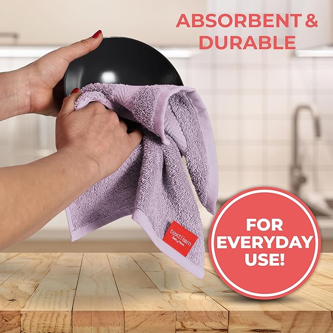 TEXTILOM 100% Turkish Cotton 3 Pcs Bath Towel Set, Luxury Bath Towels for Bathroom, Soft & Absorbent Bathroom Towels Set (1 Bathtowel, 1 Hand Towel, 1 Washcloth)- Lilac