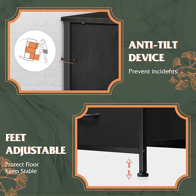 WLIVE Storage Organizer Unit with 12 Fabric Bins, Storage Drawers Organizer with Steel Frame, Tall Storage Tower Organizaton for Living Room, Hallway, Office, Charcoal Black