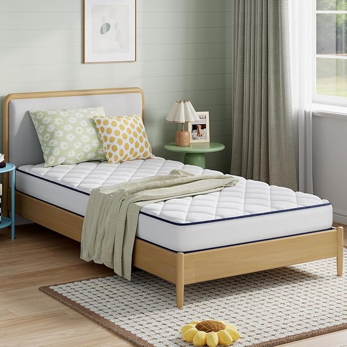 Novilla 6 Inch Queen Size Mattress, Bonnell Spring Mattresses for Spine Support, Queen Bed Mattress with Cooling Adaptive Foam- Medium Feel Certipur-Us Certified (Ideal for Youth/Guest Rooms)